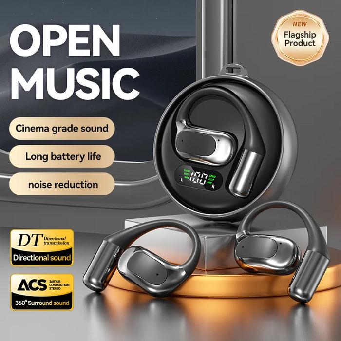 M114 Open Ear Bluetooth-compatible Earbuds Noise Reduction Hook Style OWS Wireless Earbuds - Black - 2