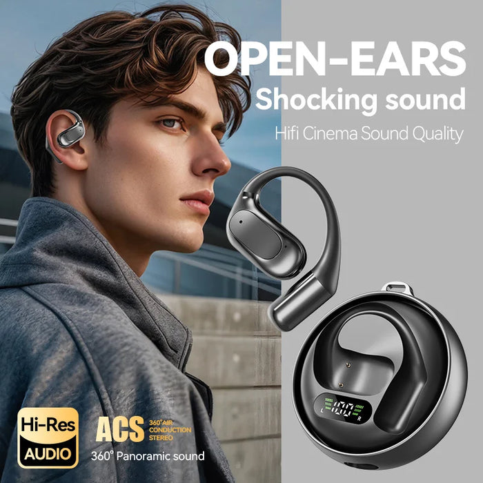 M114 Open Ear Bluetooth-compatible Earbuds Noise Reduction Hook Style OWS Wireless Earbuds - Black - 3