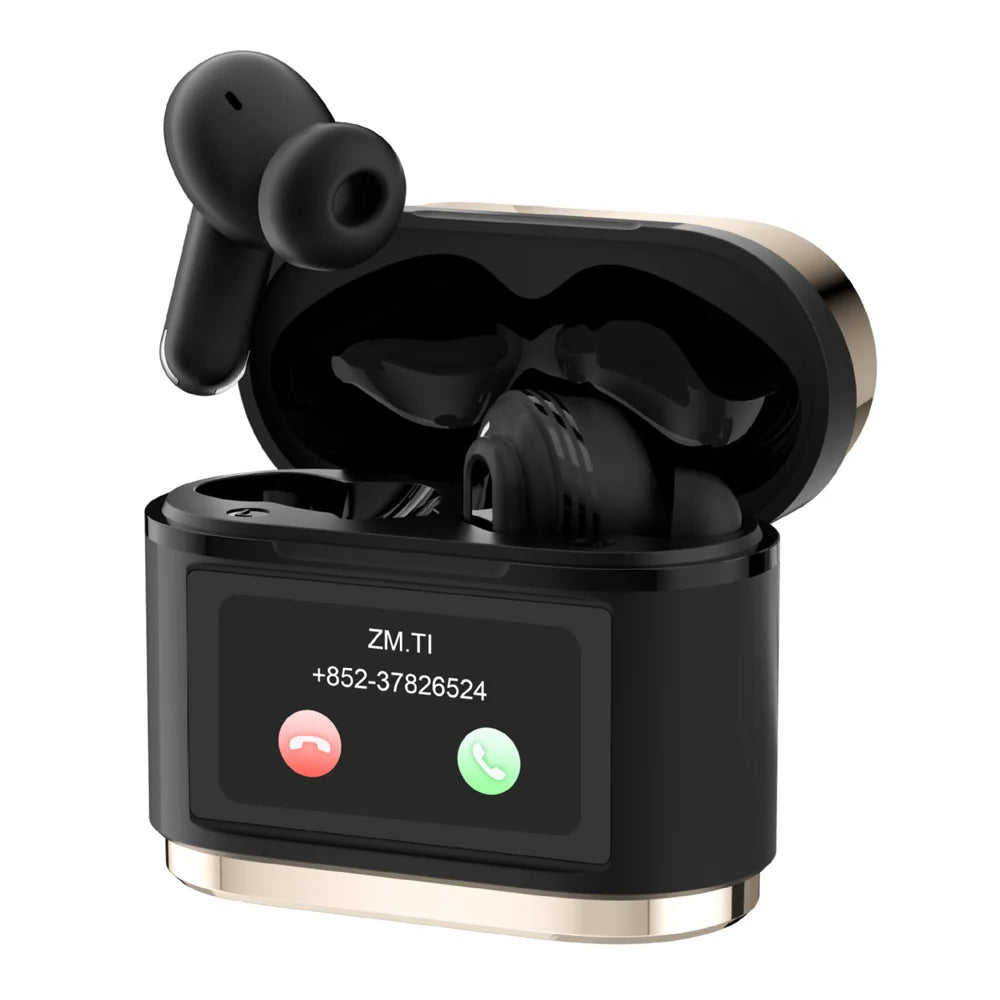 BD2 TWS Bluetooth-compatible Earbuds ANC Noise Cancelling In Ear Wireless Earbuds with LED Touch Display Charging Case - Rose Gold - 1
