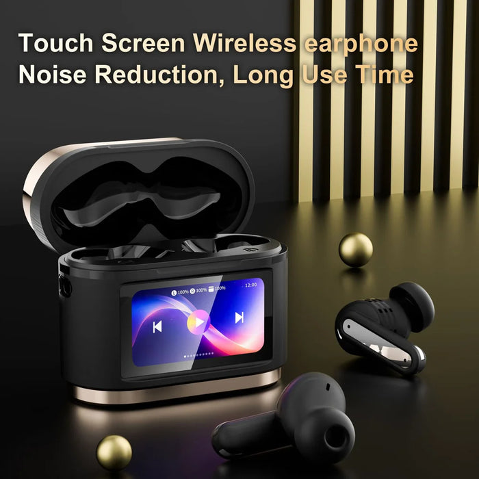 BD2 TWS Bluetooth-compatible Earbuds ANC Noise Cancelling In Ear Wireless Earbuds with LED Touch Display Charging Case - Rose Gold - 4