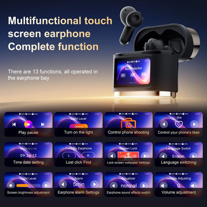 BD2 TWS Bluetooth-compatible Earbuds ANC Noise Cancelling In Ear Wireless Earbuds with LED Touch Display Charging Case - Rose Gold - 5