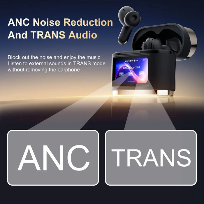 BD2 TWS Bluetooth-compatible Earbuds ANC Noise Cancelling In Ear Wireless Earbuds with LED Touch Display Charging Case - Rose Gold - 6