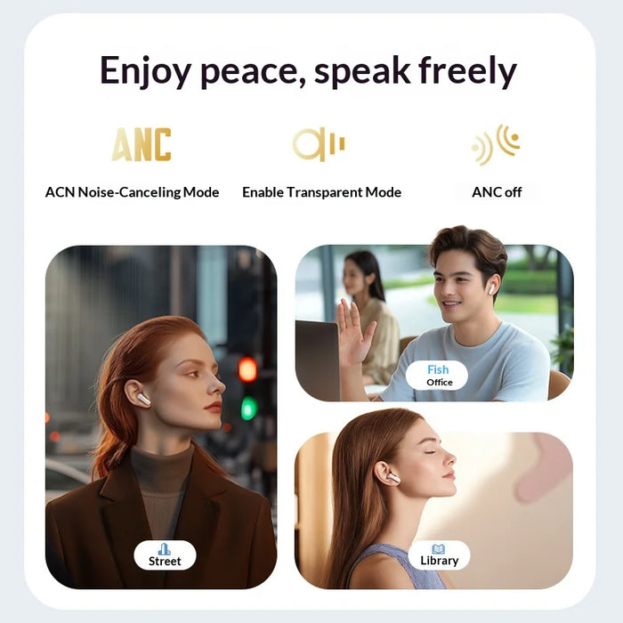 LX-50 156+ Language Real Time Translation Bluetooth-compatible Earbuds ANC + ENC Noise Cancelling Earbuds - Black - 5