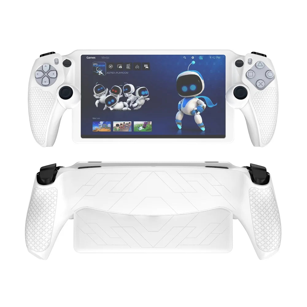 For Sony PlayStation Portal Handheld Console Full Protection Silicone Case Soft Protective Cover - White - 1