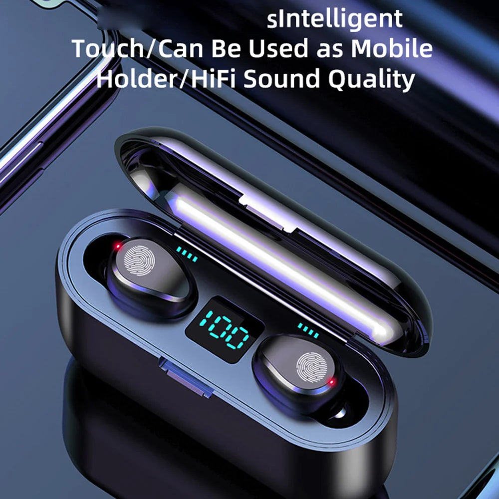 F9 Bluetooth-compatible Earbuds HiFi Sound Noise Reduction Smart Touch Control Wireless Earbuds - 2