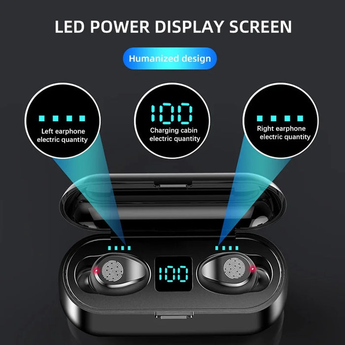F9 Bluetooth-compatible Earbuds HiFi Sound Noise Reduction Smart Touch Control Wireless Earbuds - 3