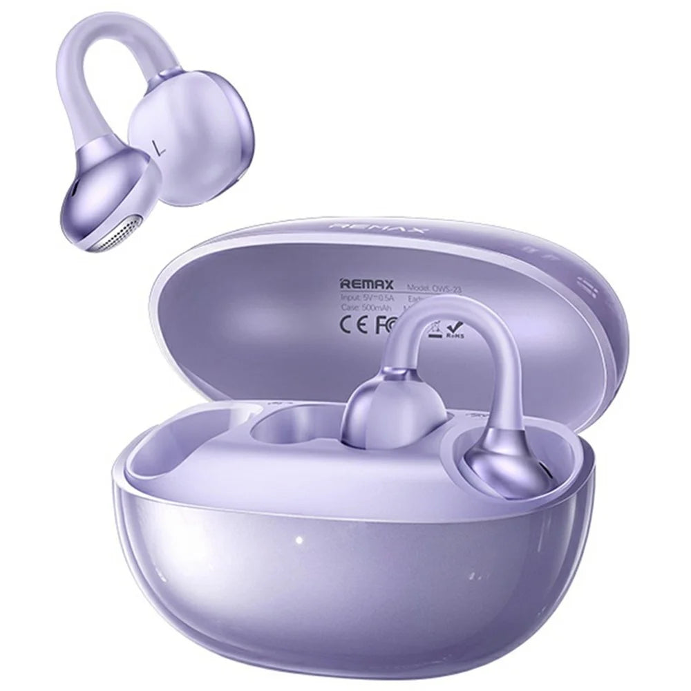 REMAX OWS-23 True Wireless Earphones 12mm Driver Stereo Music Call Bluetooth-Compatible Earbuds - Purple - 1