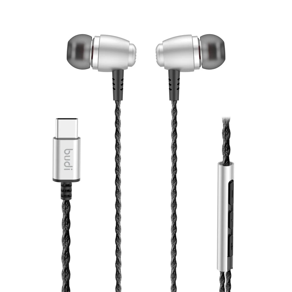 BUDI EP80TB 1.2m Type-C Wired Earphones Enhanced Bass In-Ear Earphones with USB-C Connector for Smartphones / Tablets / Laptops - 2
