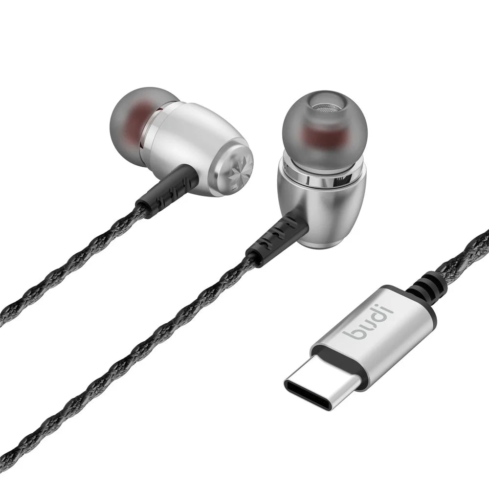 BUDI EP80TB 1.2m Type-C Wired Earphones Enhanced Bass In-Ear Earphones with USB-C Connector for Smartphones / Tablets / Laptops - 3