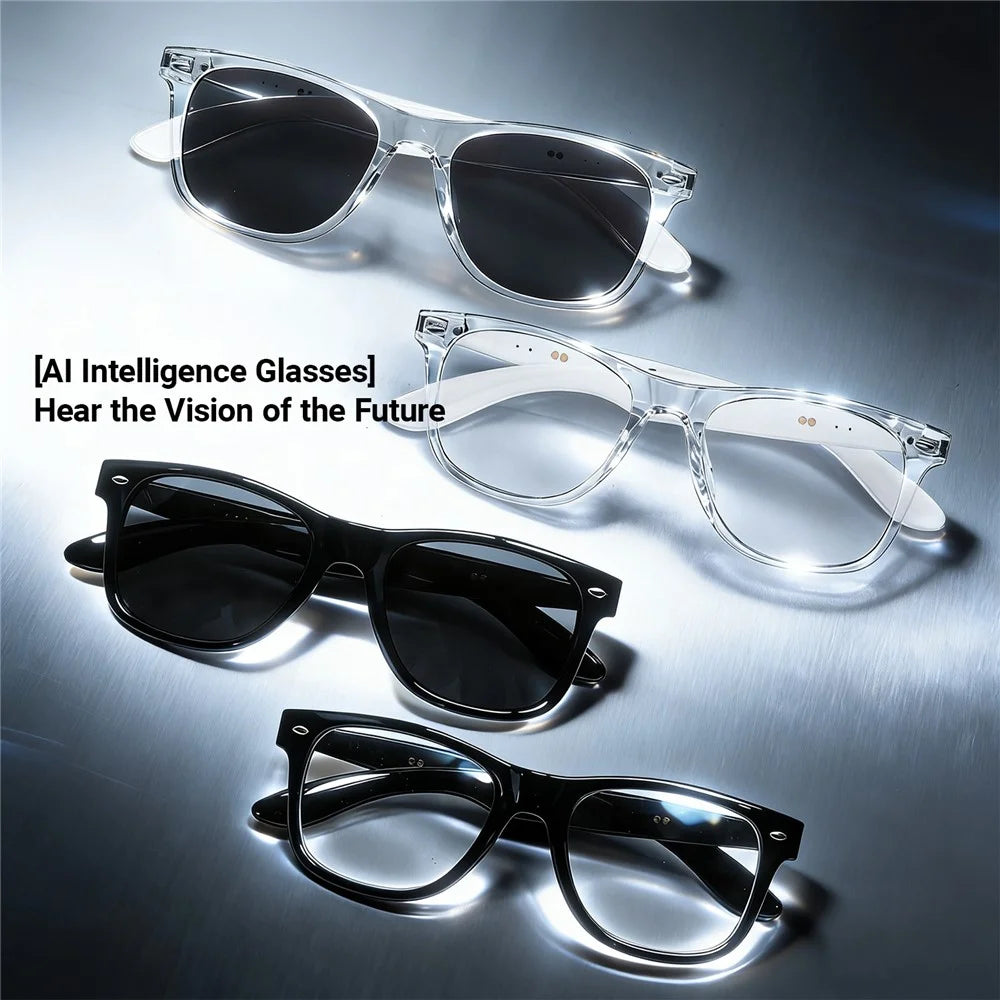 F60 AI Translation Touch Control Bluetooth-compatible Music Glasses Hands Free Calling Smart Eyewear - Black Frame / Anti Blue Light Lens - 3