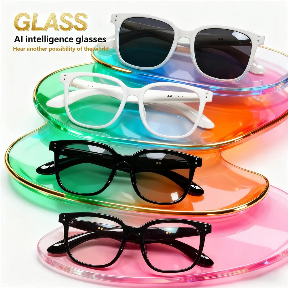 F66 AI Translation Bluetooth-compatible Glasses Touch Control Smart Eyewear for Music and Calls - White Frame / Anti Blue Light Lens - 4