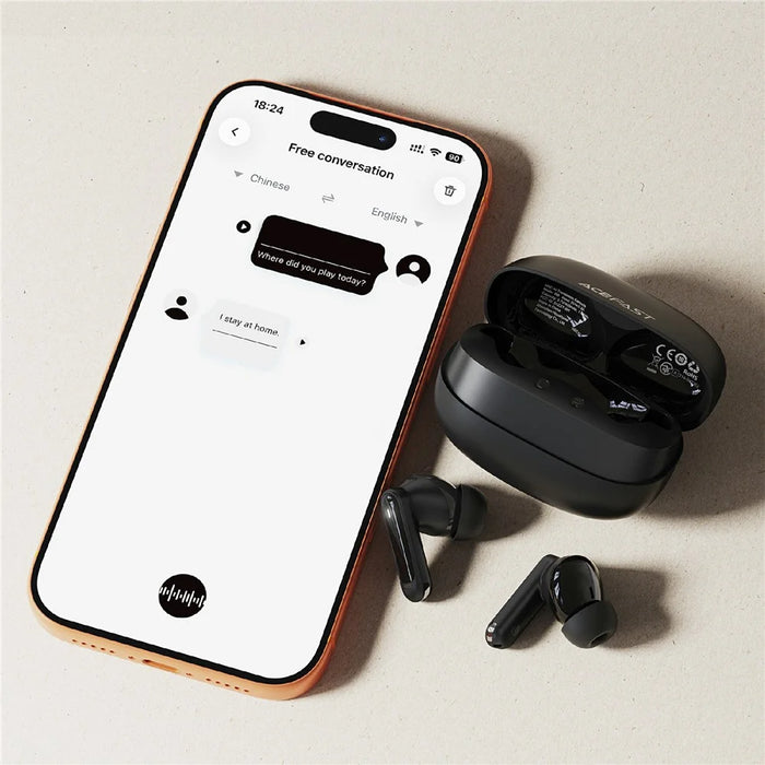 ACEFAST W8 ANC AI Translation Earbuds BT 6.0 Wireless Earphones Support ANC + ENC Noise Reduction - Black - 6