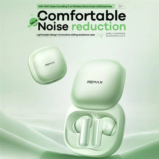 REMAX TWS-18 True Wireless Stereo Earbuds ANC ENC Noise Cancelling Music Call Earphones - Green - 2