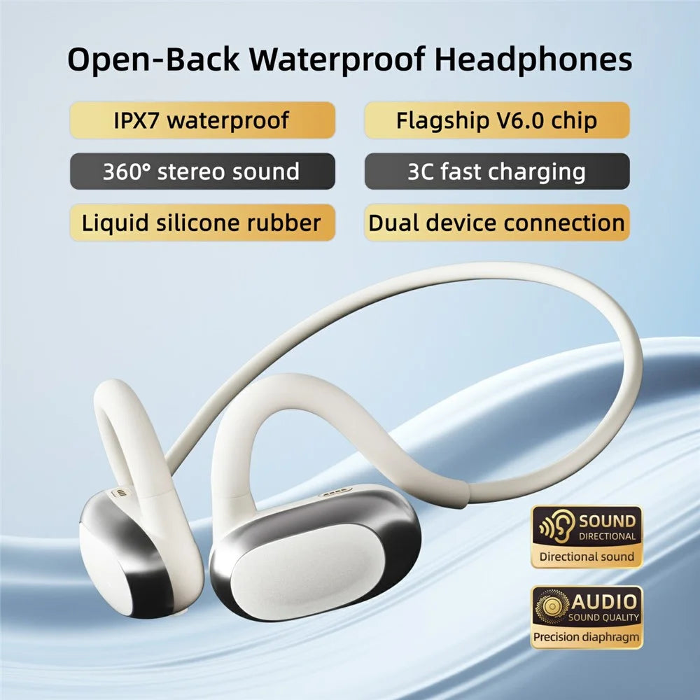 F25B IPX7 Waterproof Sports Headphones Air Conduction Wireless Bluetooth-Compatible OWS Earphones - White - 3