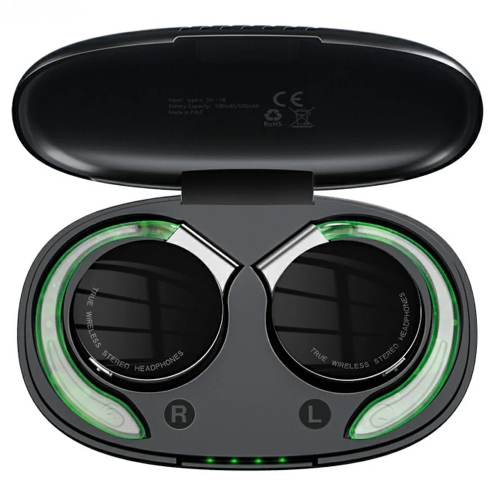 F2 OWS Earphones Wireless Sports Over Ear Headphones Noise Cancelling with Microphone For Running - Black - 2