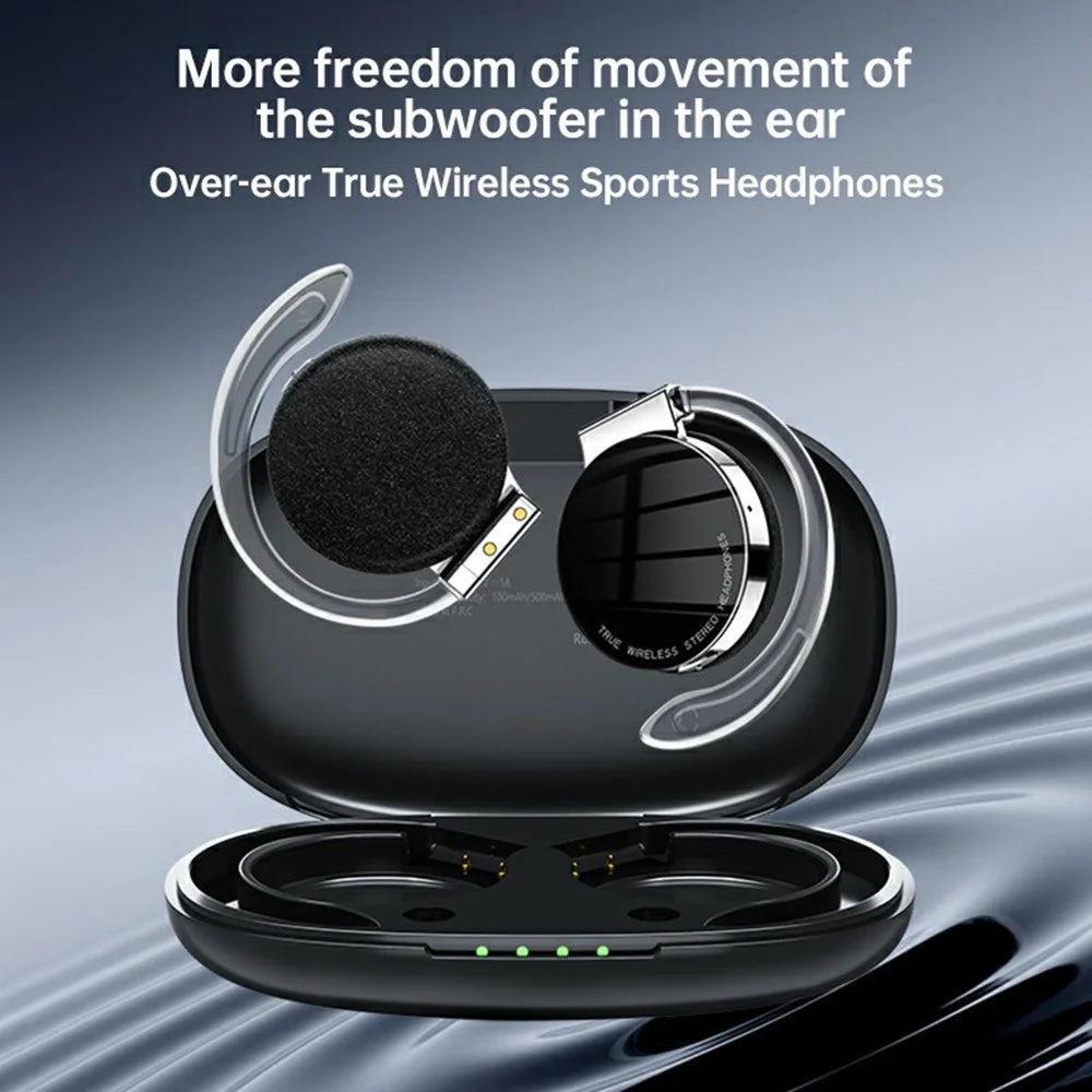 F2 OWS Earphones Wireless Sports Over Ear Headphones Noise Cancelling with Microphone For Running - Black - 4