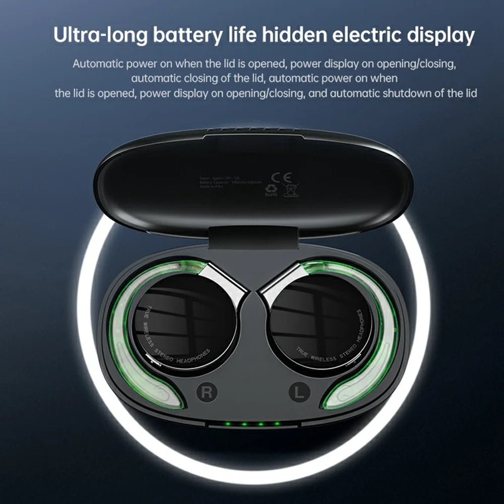F2 OWS Earphones Wireless Sports Over Ear Headphones Noise Cancelling with Microphone For Running - Black - 6