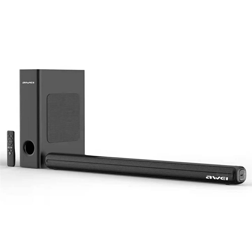 AWEI Y520 Bluetooth-Compatible Soundbar with Subwoofer 2.1 Channel Home Theater Speaker System - Black - 1