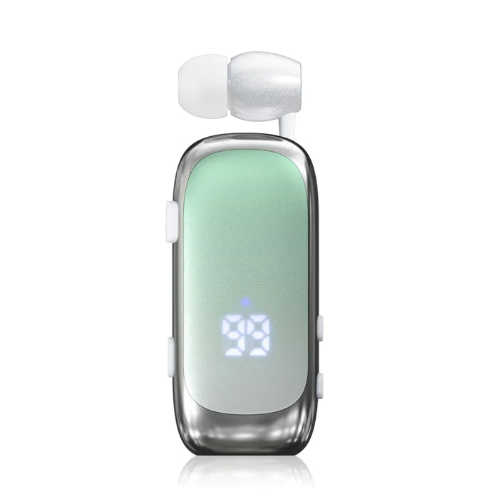 K88Pro Clip On Wireless Earphone Digital Display Bluetooth-Compatible 6.0 Business Lavalier Earbud - Gradient Green - 1