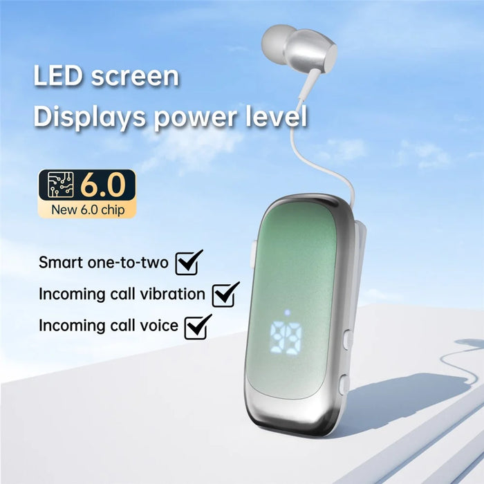 K88Pro Clip On Wireless Earphone Digital Display Bluetooth-Compatible 6.0 Business Lavalier Earbud - Gradient Green - 2