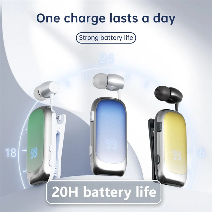 K88Pro Clip On Wireless Earphone Digital Display Bluetooth-Compatible 6.0 Business Lavalier Earbud - Gradient Green - 6
