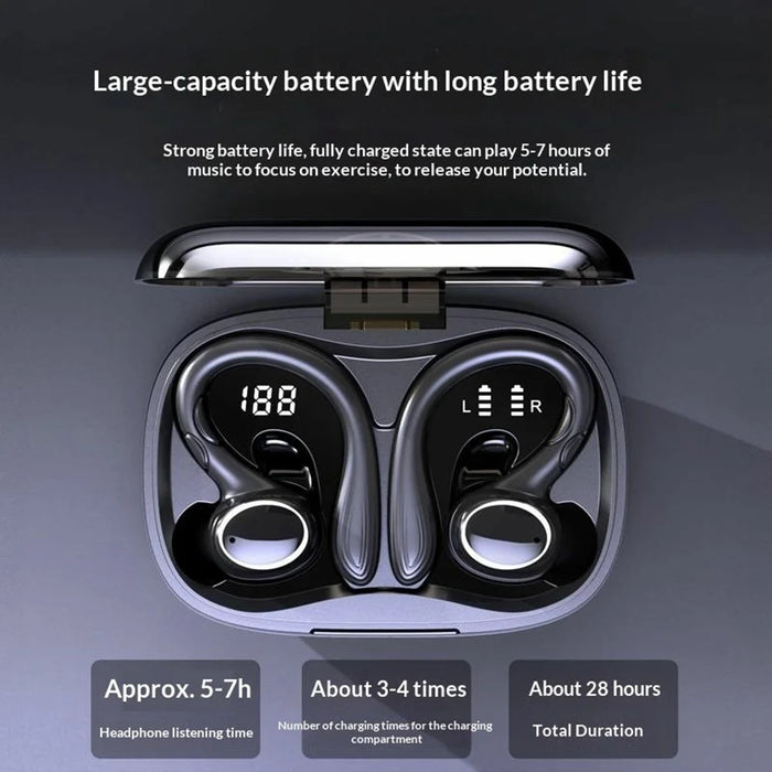 i25 Sports Bluetooth-compatible Earbuds TWS Ear Hook Noise Reduction Touch Control Wireless Earbuds - Black - 5