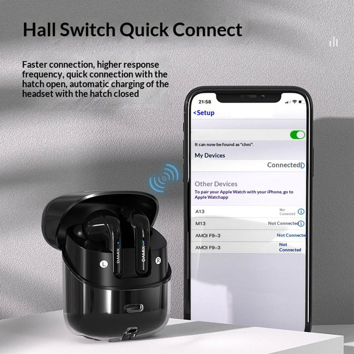 DX16 2 Pairs Bluetooth-compatible Earbuds Stereo Surround Sound TWS Wireless Earbuds with Digital Display Charging Case - White - 4