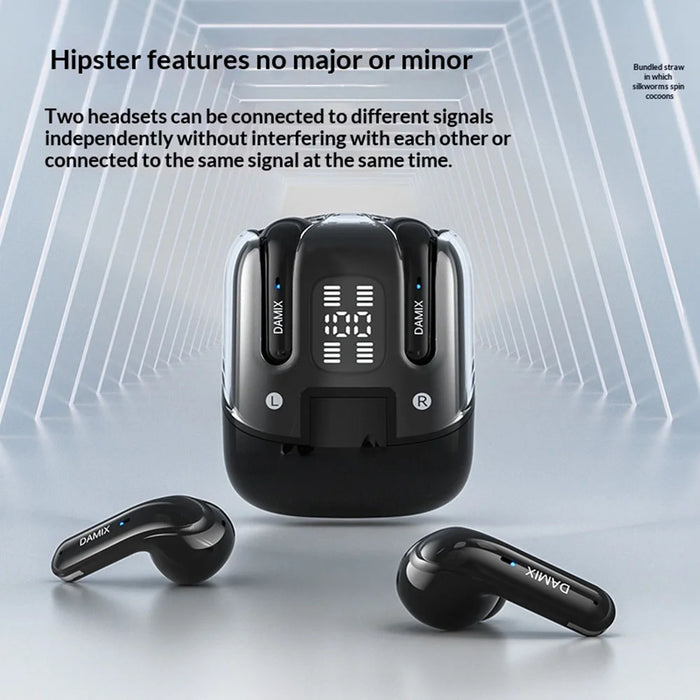 DX16 2 Pairs Bluetooth-compatible Earbuds Stereo Surround Sound TWS Wireless Earbuds with Digital Display Charging Case - White - 5