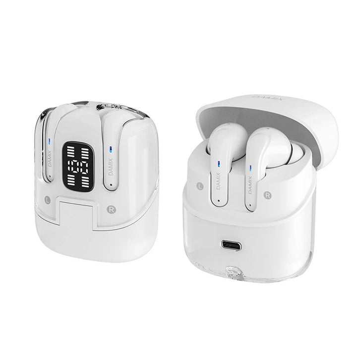 DX16 2 Pairs Bluetooth-compatible Earbuds Stereo Surround Sound TWS Wireless Earbuds with Digital Display Charging Case - White - 6