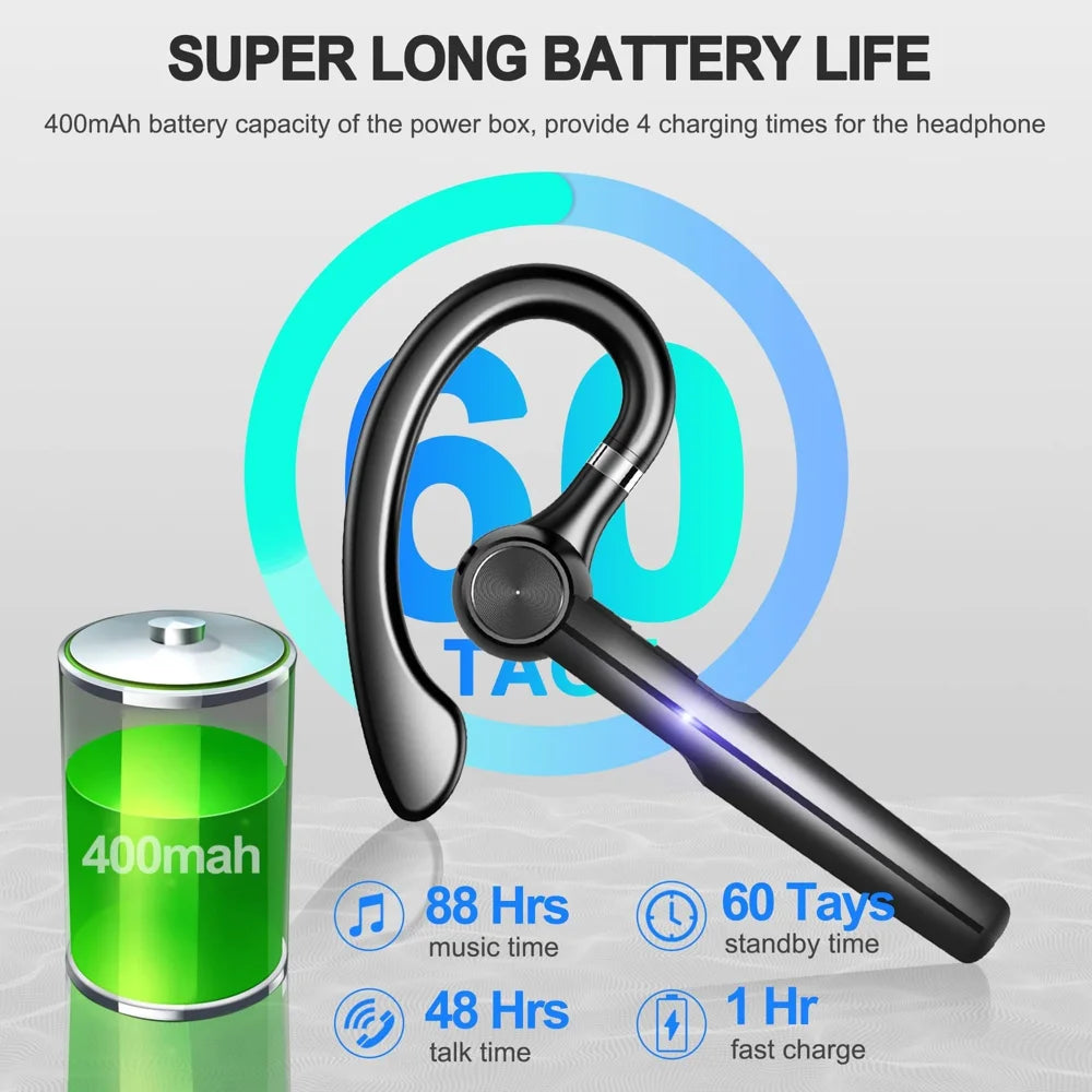 H03 Ear Hook Bluetooth-compatible Earphones Rotating Single Ear Wireless Business Earphones with Digital Display - Black - 2