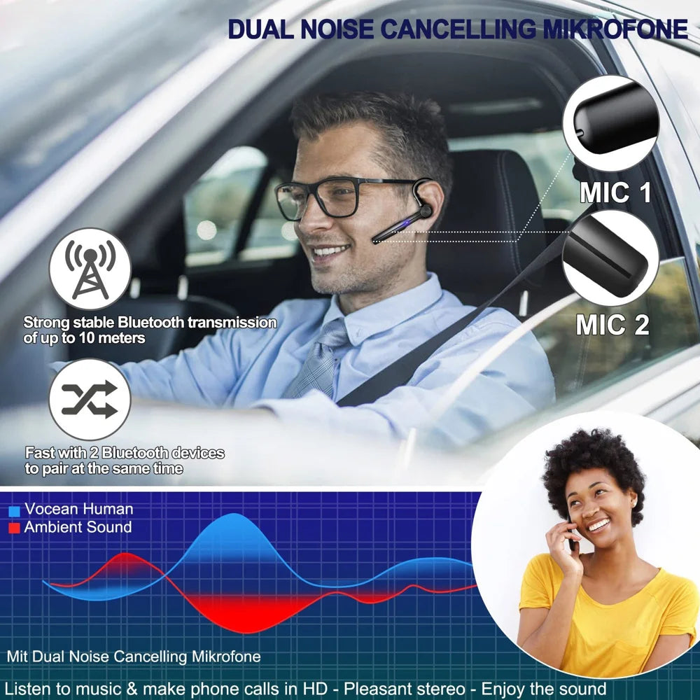 H03 Ear Hook Bluetooth-compatible Earphones Rotating Single Ear Wireless Business Earphones with Digital Display - Black - 6