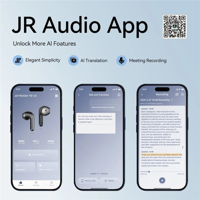 JOYROOM JR-FB1 AI Translation Bluetooth-compatible 6.0 TWS Earbuds Noise Cancelling Low Latency Gaming Earbuds - White - 4