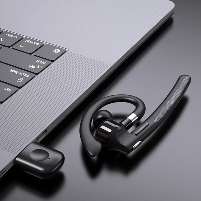 YYK-526 Ear Hook Wireless Bluetooth-compatible Earphone IPX6 Waterproof ENC Dual Mic Noise Cancelling Business Earphone - Black - 5