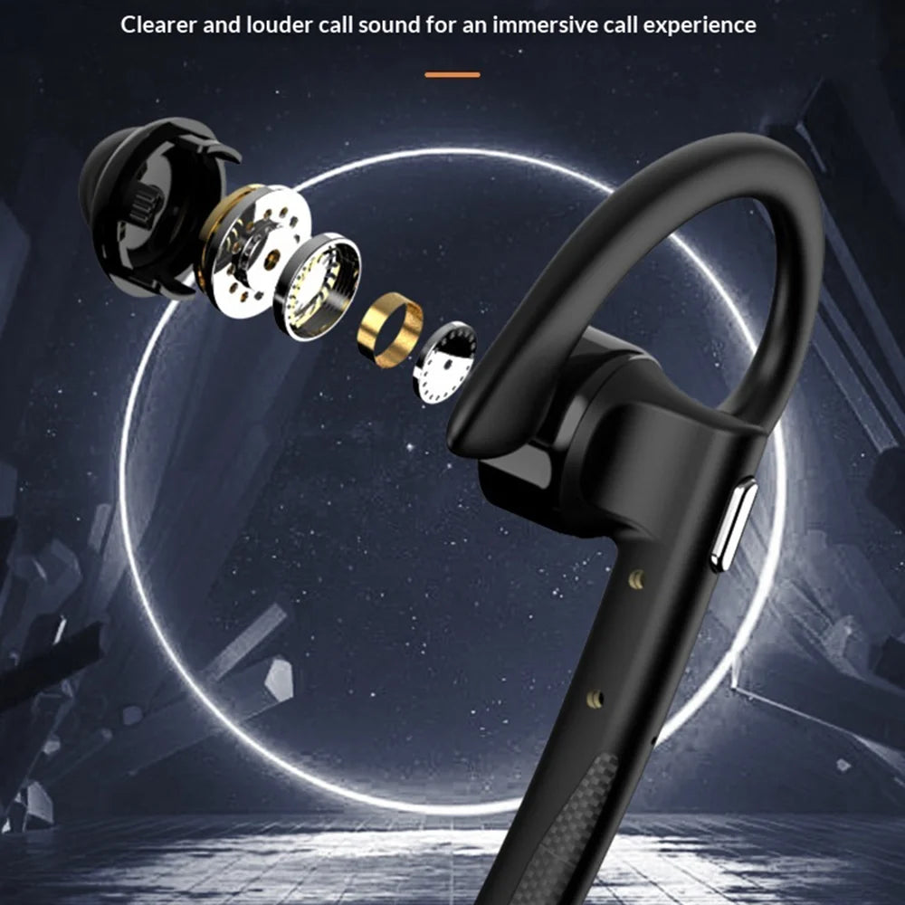 YYK-526 Ear Hook Wireless Bluetooth-compatible Earphone IPX6 Waterproof ENC Dual Mic Noise Cancelling Business Earphone - Black - 7