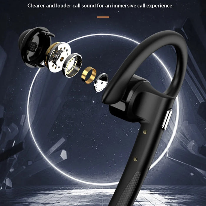 YYK-526 Ear Hook Wireless Bluetooth-compatible Earphone IPX6 Waterproof ENC Dual Mic Noise Cancelling Business Earphone - Black - 7