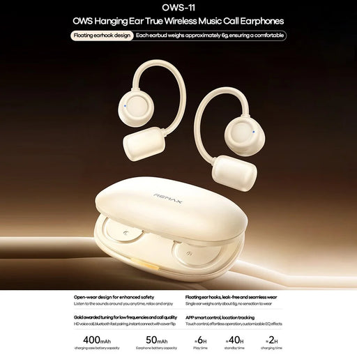 REMAX OWS-11 OWS Hanging Ear Earbuds Noise Reduction Touch Control Bluetooth-compatible Sports Earbuds - Black - 2