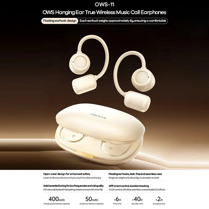REMAX OWS-11 OWS Hanging Ear Earbuds Noise Reduction Touch Control Bluetooth-compatible Sports Earbuds - Black - 2