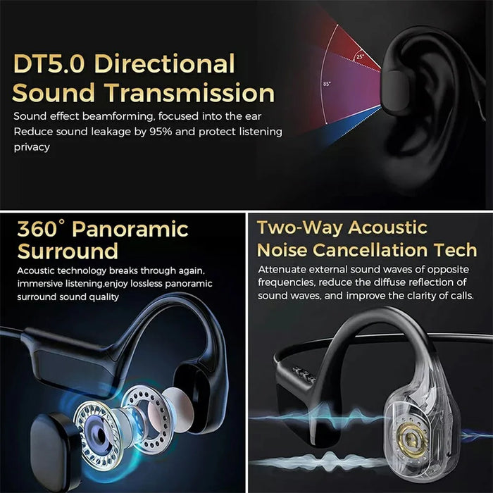 S10 Bone Conduction OWS Bluetooth-compatible Earphones IPX8 Waterproof HiFi Bass MP3 Player Swimming Earphones, 32GB Storage - Black - 3