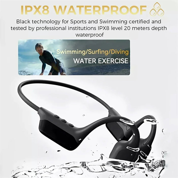 S10 Bone Conduction OWS Bluetooth-compatible Earphones IPX8 Waterproof HiFi Bass MP3 Player Swimming Earphones, 32GB Storage - Black - 6