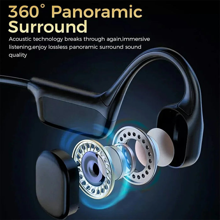 S10 Bone Conduction OWS Bluetooth-compatible Earphones IPX8 Waterproof HiFi Bass MP3 Player Swimming Earphones, 32GB Storage - Black - 7