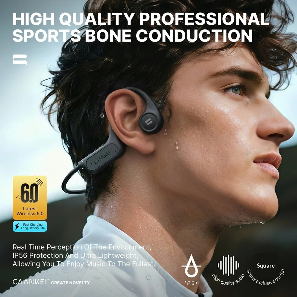 CAANKEI CBC15 Bone Conduction OWS Earphones IP56 Waterproof Open Ear Bluetooth-compatible Sports Earphones (without Memory) - Black - 2