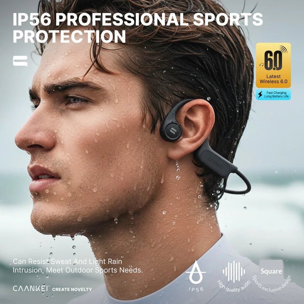 CAANKEI CBC15 Bone Conduction OWS Earphones IP56 Waterproof Open Ear Bluetooth-compatible Sports Earphones (without Memory) - Black - 3