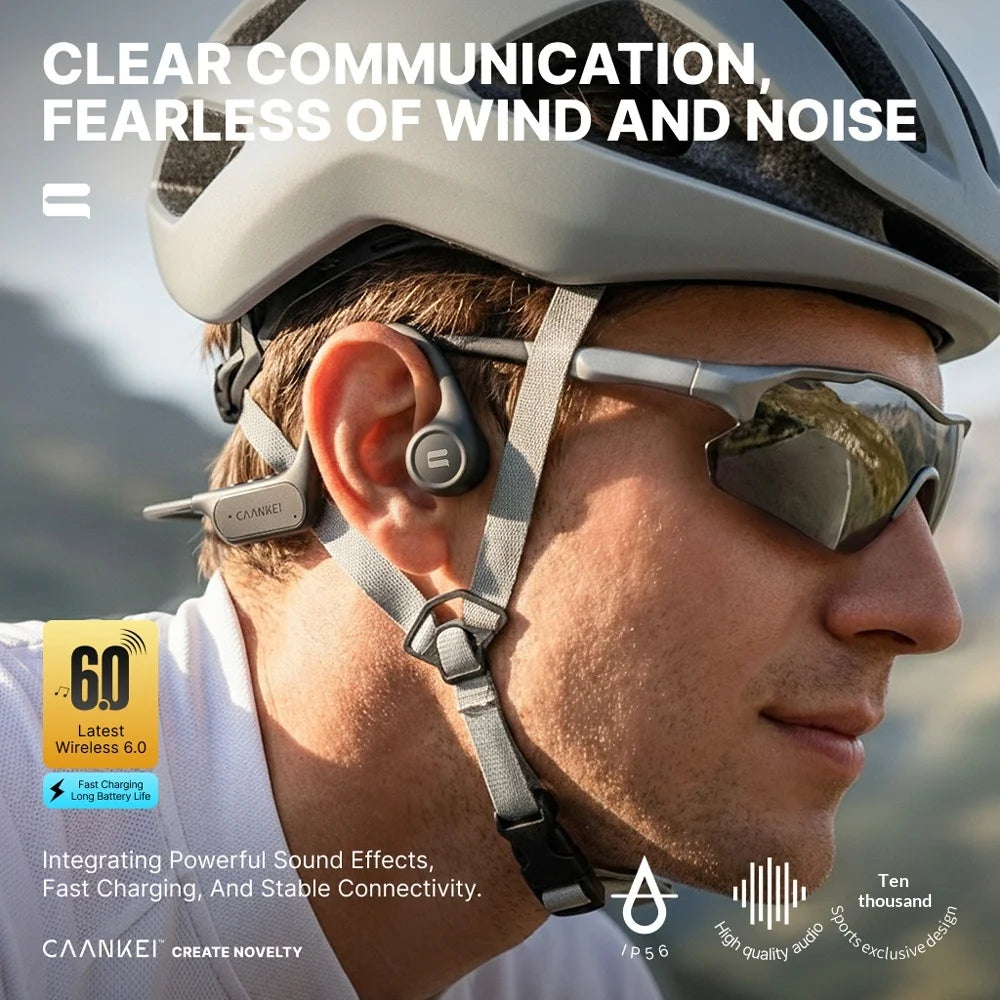 CAANKEI CBC15 Bone Conduction OWS Earphones IP56 Waterproof Open Ear Bluetooth-compatible Sports Earphones (without Memory) - Black - 4