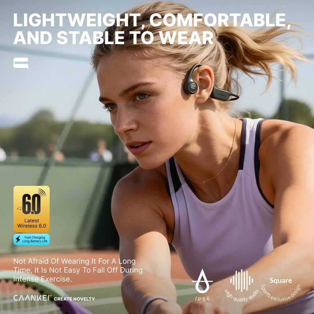 CAANKEI CBC15 Bone Conduction OWS Earphones IP56 Waterproof Open Ear Bluetooth-compatible Sports Earphones (without Memory) - Black - 5