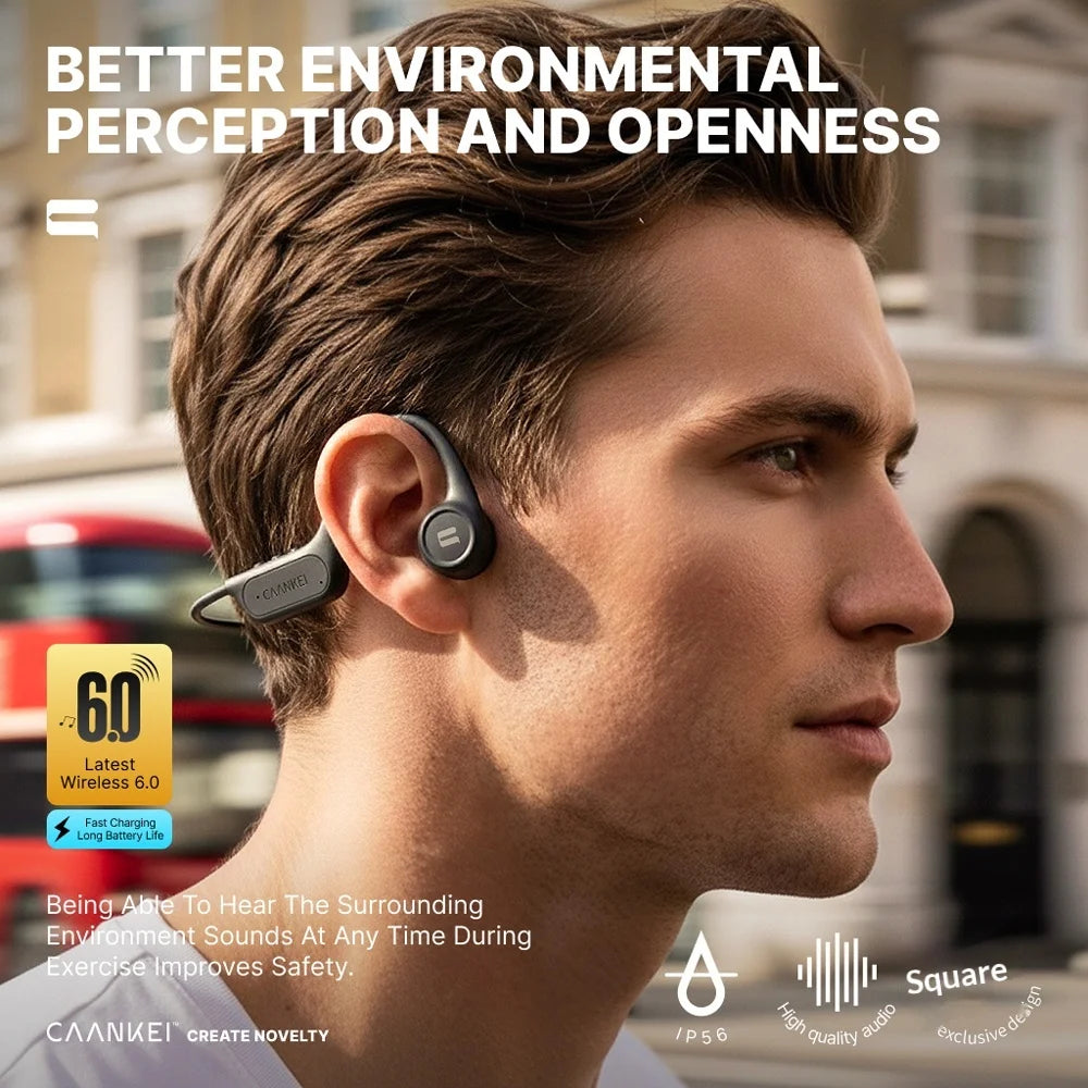 CAANKEI CBC15 Bone Conduction OWS Earphones IP56 Waterproof Open Ear Bluetooth-compatible Sports Earphones (without Memory) - Black - 6