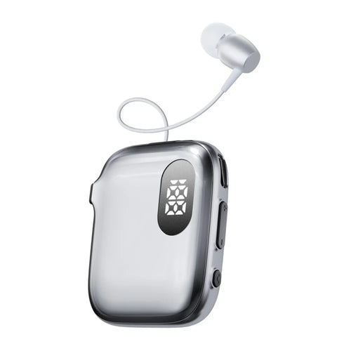 K91 Lapel Clip Bluetooth-compatible Earphone Dual Mic ENC Noise Cancelling Wireless Single Ear Earbud with Power Display - Silver - 1