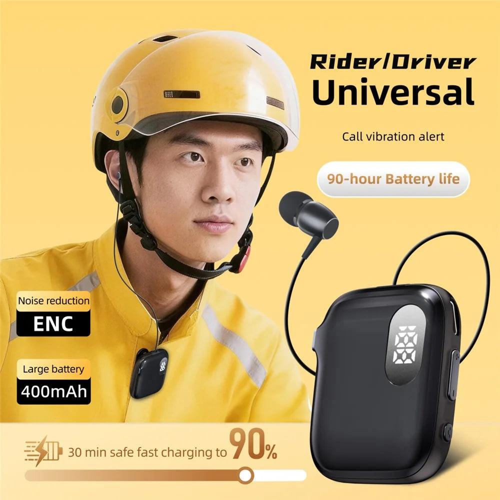 K91 Lapel Clip Bluetooth-compatible Earphone Dual Mic ENC Noise Cancelling Wireless Single Ear Earbud with Power Display - Silver - 4