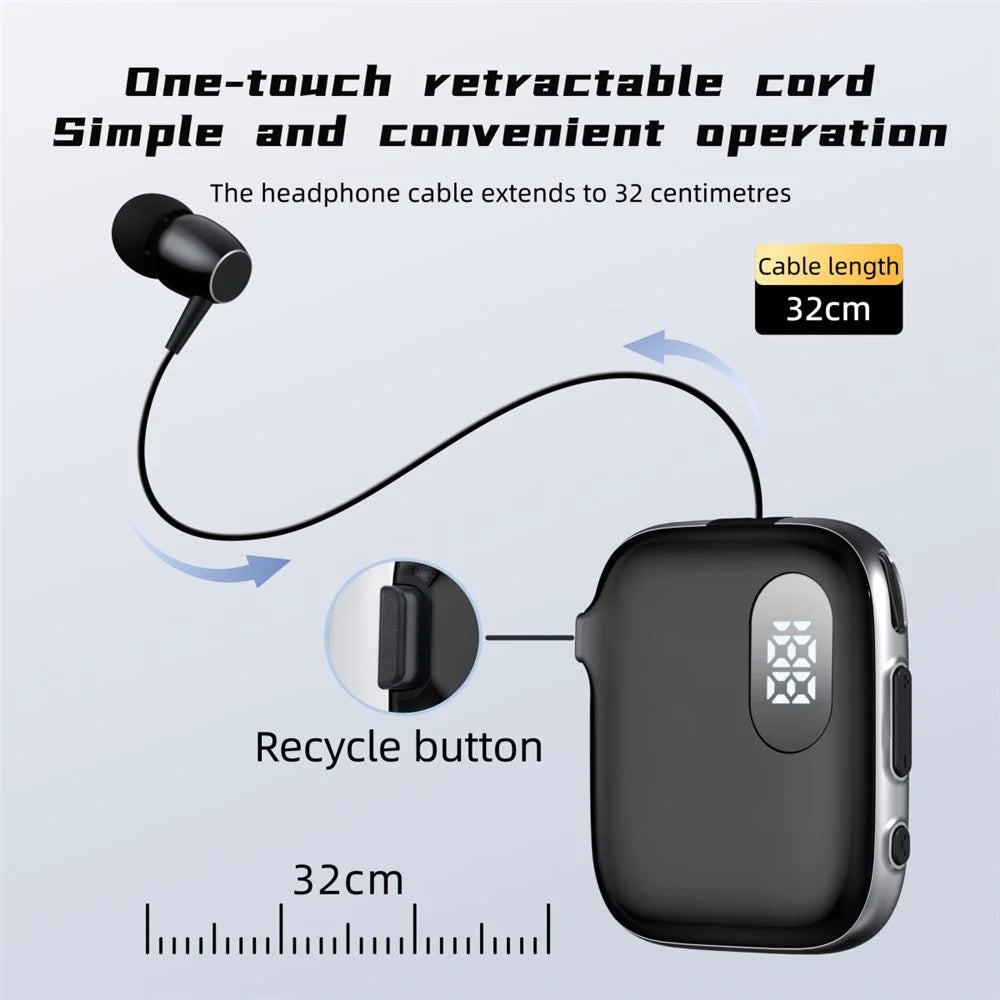 K91 Lapel Clip Bluetooth-compatible Earphone Dual Mic ENC Noise Cancelling Wireless Single Ear Earbud with Power Display - Silver - 5