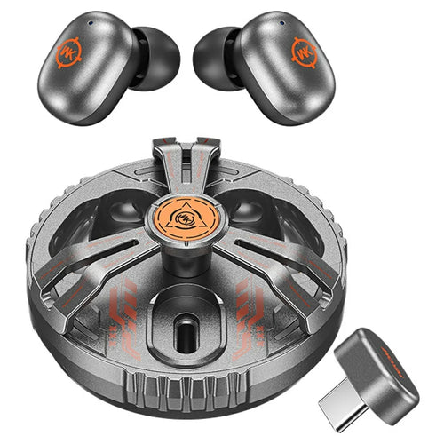 WEKOME Beluga S6 2.4G Gaming Earbuds Wireless Cyber Mecha Style Dual Mode Metal TWS Earphones with RGB - Tarnish - 1