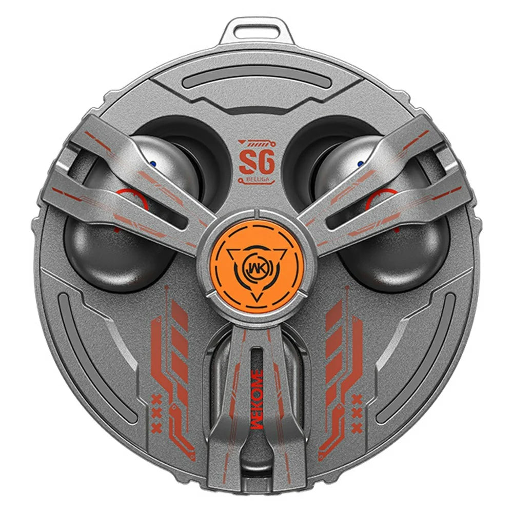 WEKOME Beluga S6 2.4G Gaming Earbuds Wireless Cyber Mecha Style Dual Mode Metal TWS Earphones with RGB - Tarnish - 2